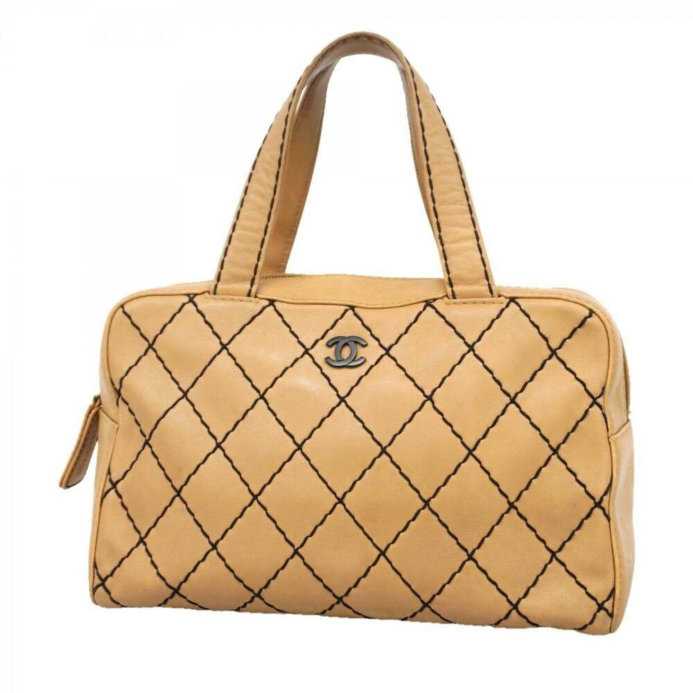 Chanel Wild Stitch Lambskin Handbag, Brown & Black, Women's